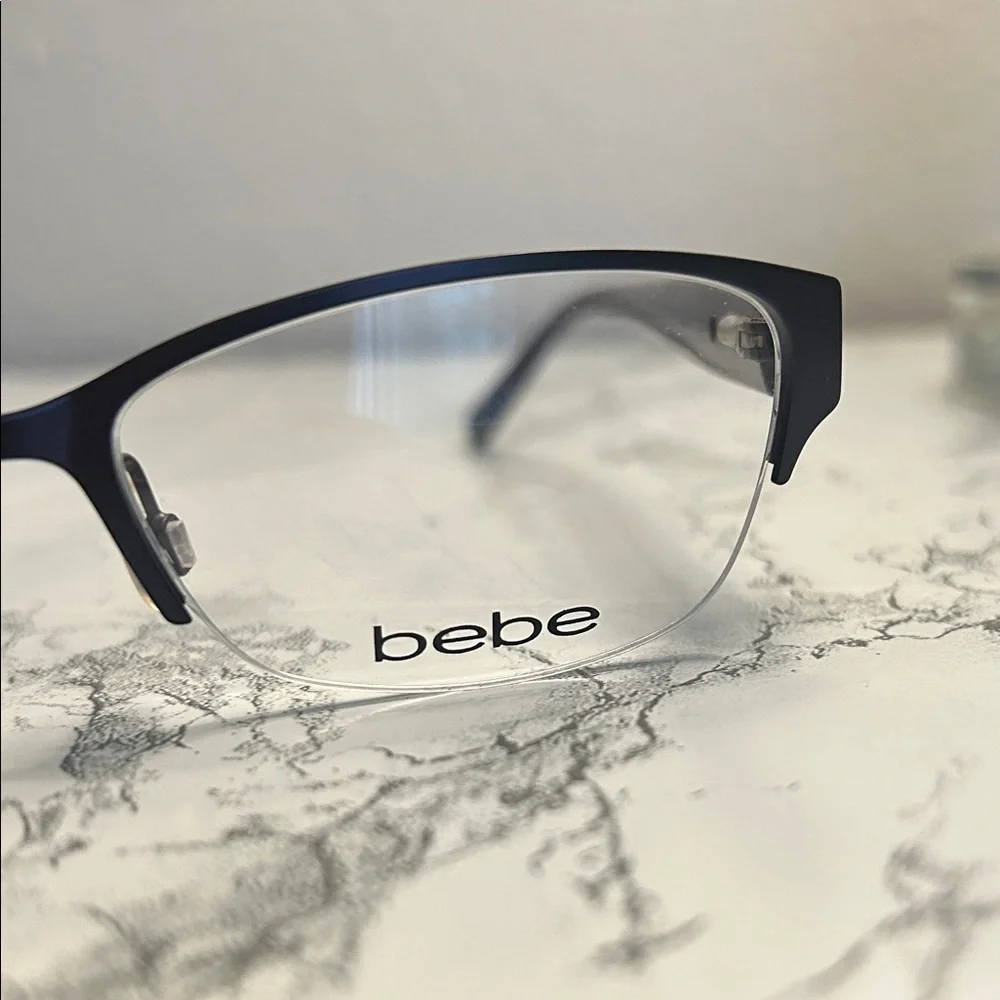 Bebe BB5151 Plum Semi-Rimless Eyeglasses Swarovski Crystals NWT